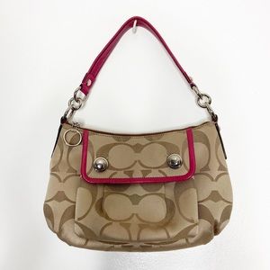 Coach Poppy Khaki & Pink Signature Cross-body Shoulder Handbag Purse